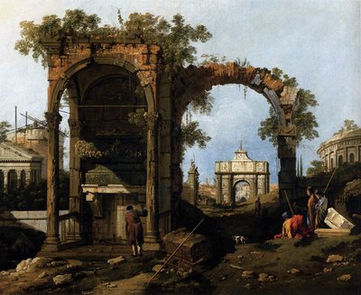 Capriccio with Classical Ruins and Buildings by Giovanni Antonio Canal